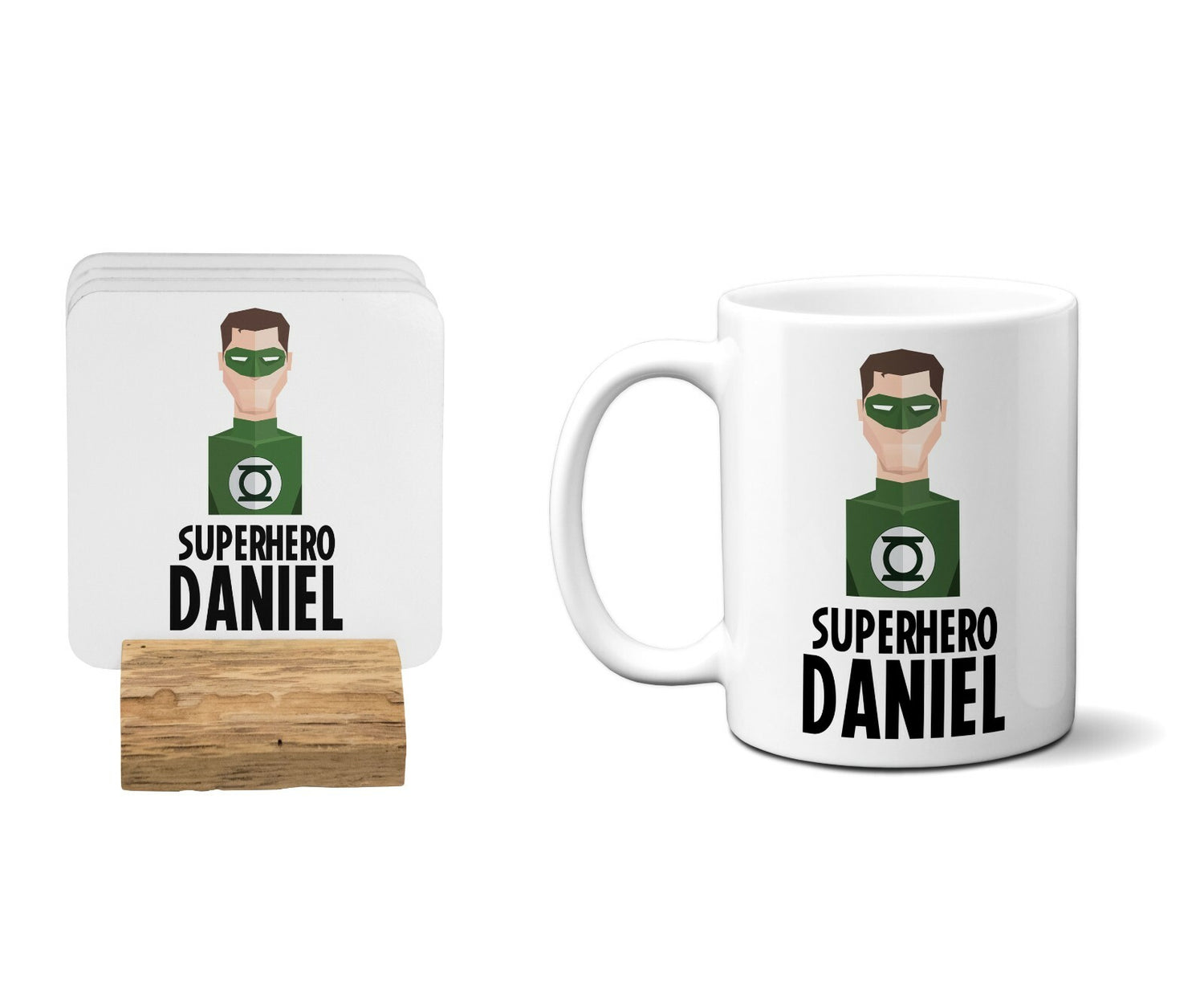 Superhero Personalised Name Kids Tea Coffee Drink Mug Gift Mug Set Coaster Cup