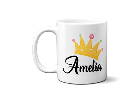 Personalised Name Princess Crown Jewels Coffee Tea Mug Gift 11oz Mug + Coaster