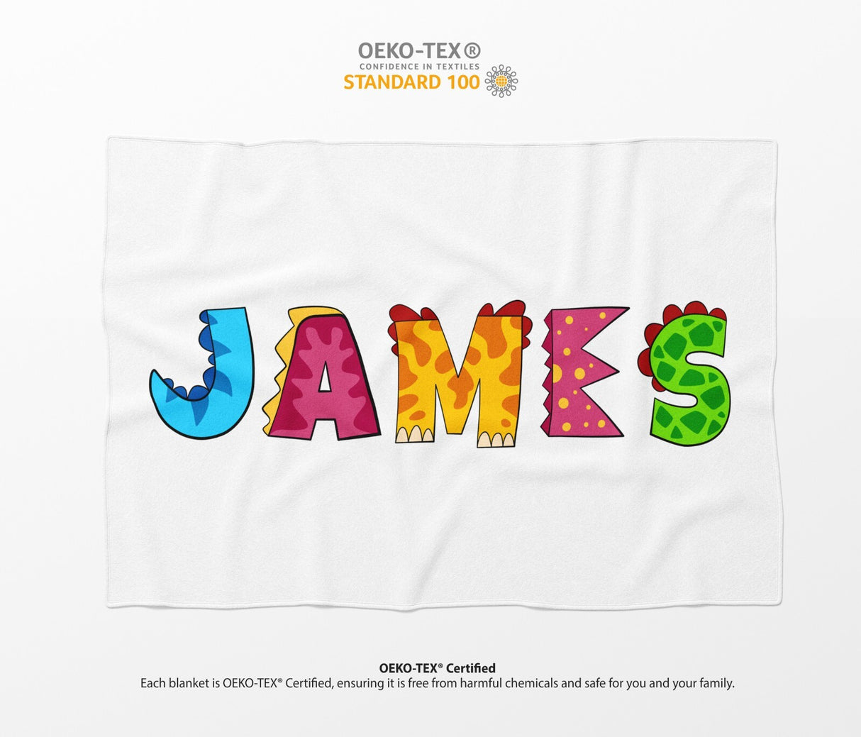 Personalised Name Dinosaur Alphabet Novelty Soft Fleece Mink Blanket Gift Decor