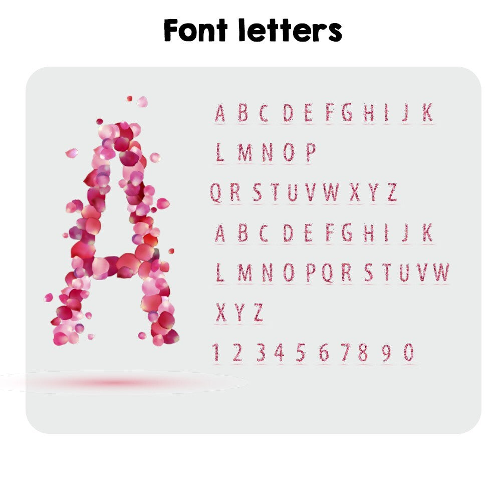 Personalised Name Pink Rose Petals Font Kids Cot Bed Duvet Cover + Pillowcase