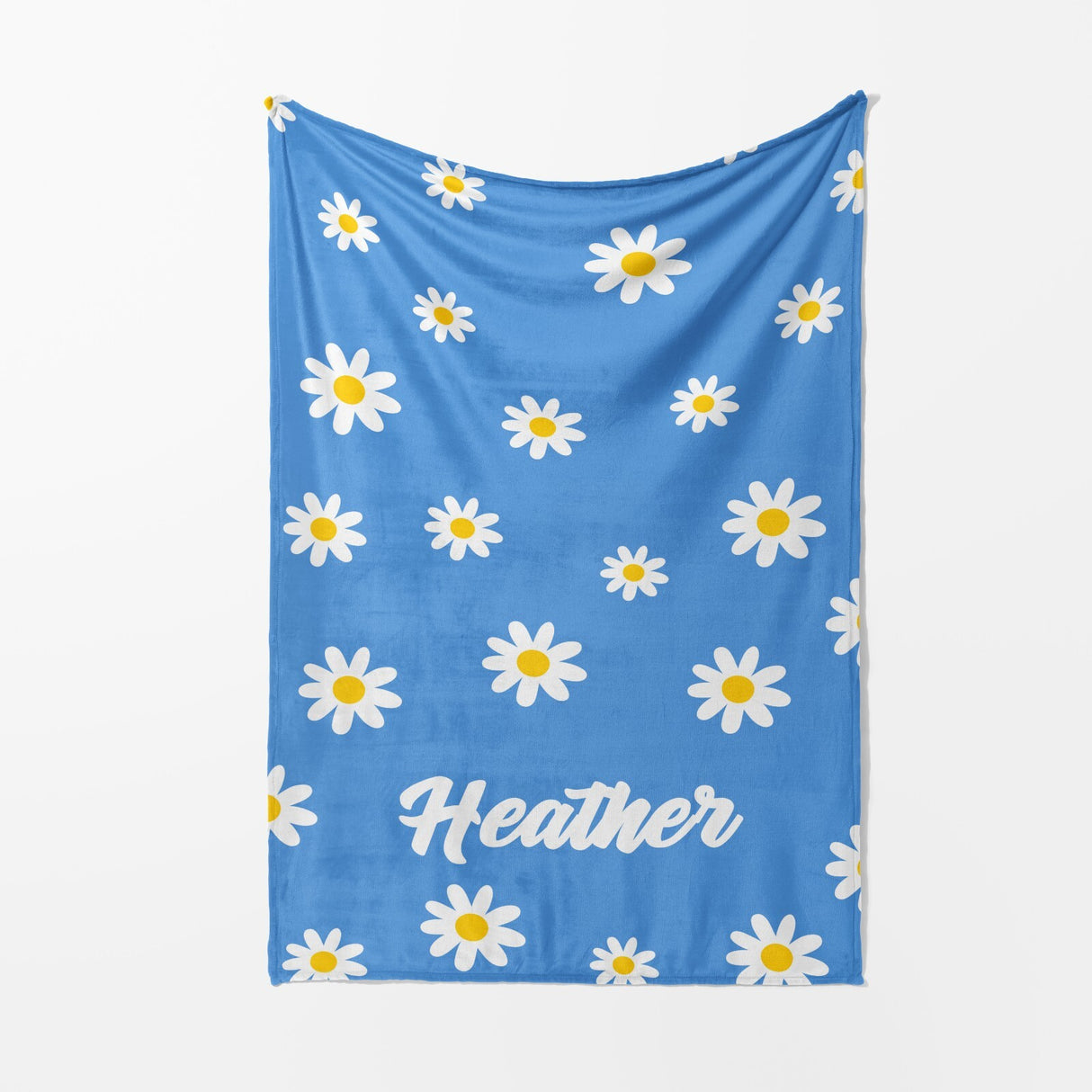 Personalised Custom Name Colour Floral Daisies Soft Warm Fleece Blanket Decor