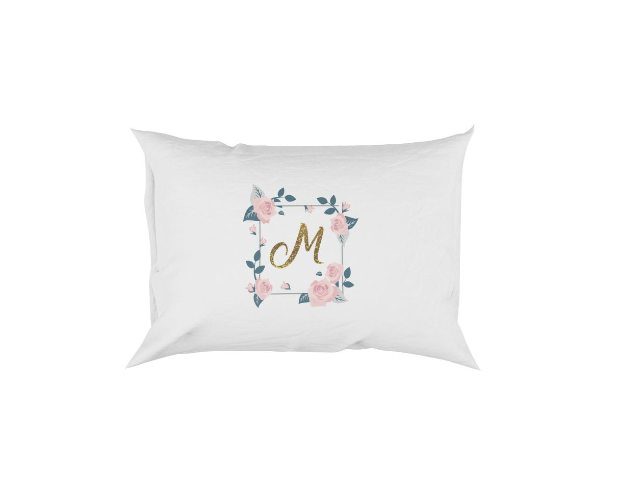 Personalised Name Floral Rose Pink Border Soft Pillowcase Pillow Case Cover