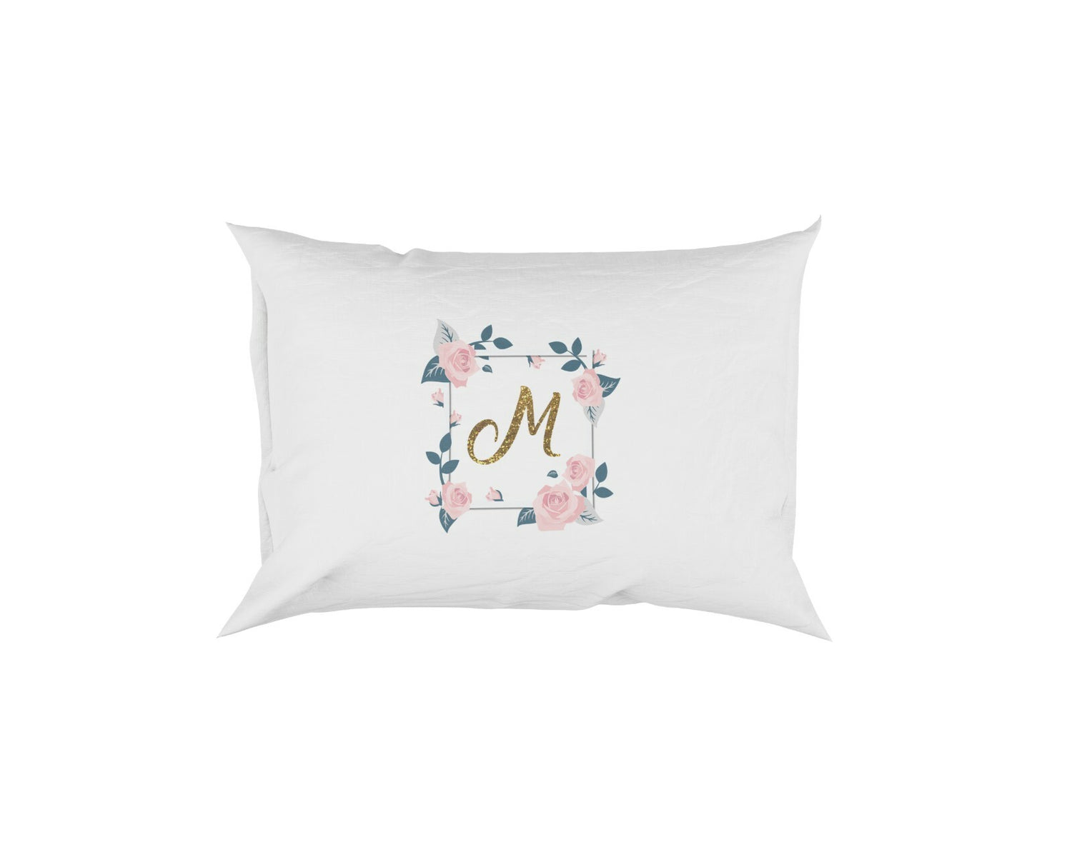 Personalised Name Floral Rose Pink Border Soft Pillowcase Pillow Case Cover