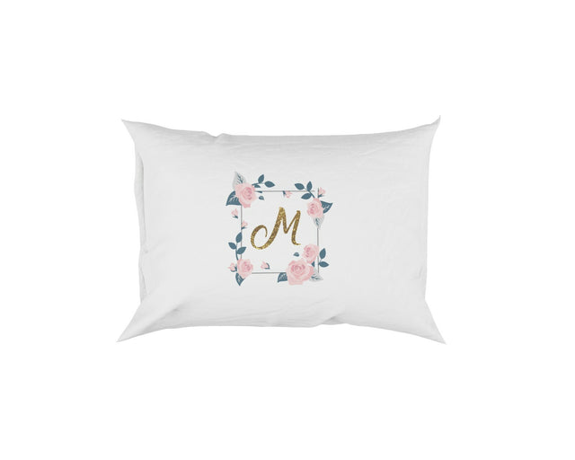 Personalised Name Floral Rose Pink Border Soft Pillowcase Pillow Case Cover