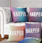 Personalised Name Gradient Two Tone Coloured Square Fill Zipped Cushion Throw