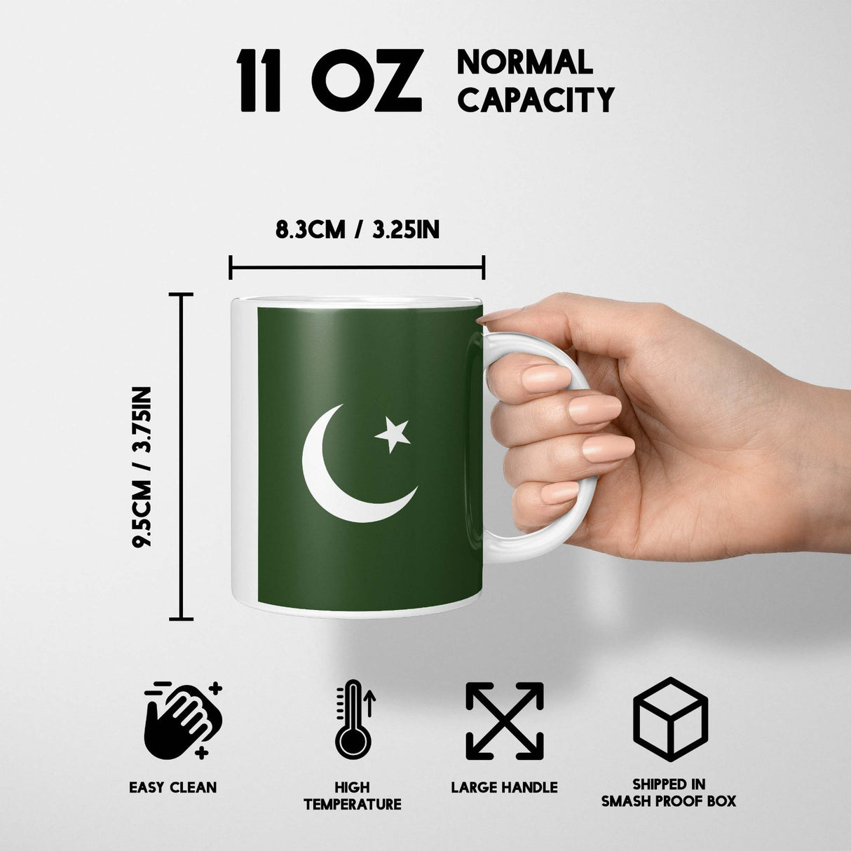 Pakistan Flag Design Custom Printed Coffee Tea Mug Cup Set Coaster Gift Him Her