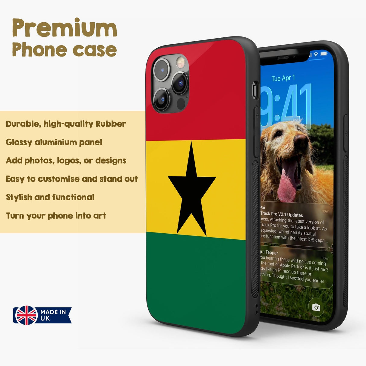 Ghana Flag Ghanaian Patriotic iPhone Case Black TPU Cover Protector Custom Gift