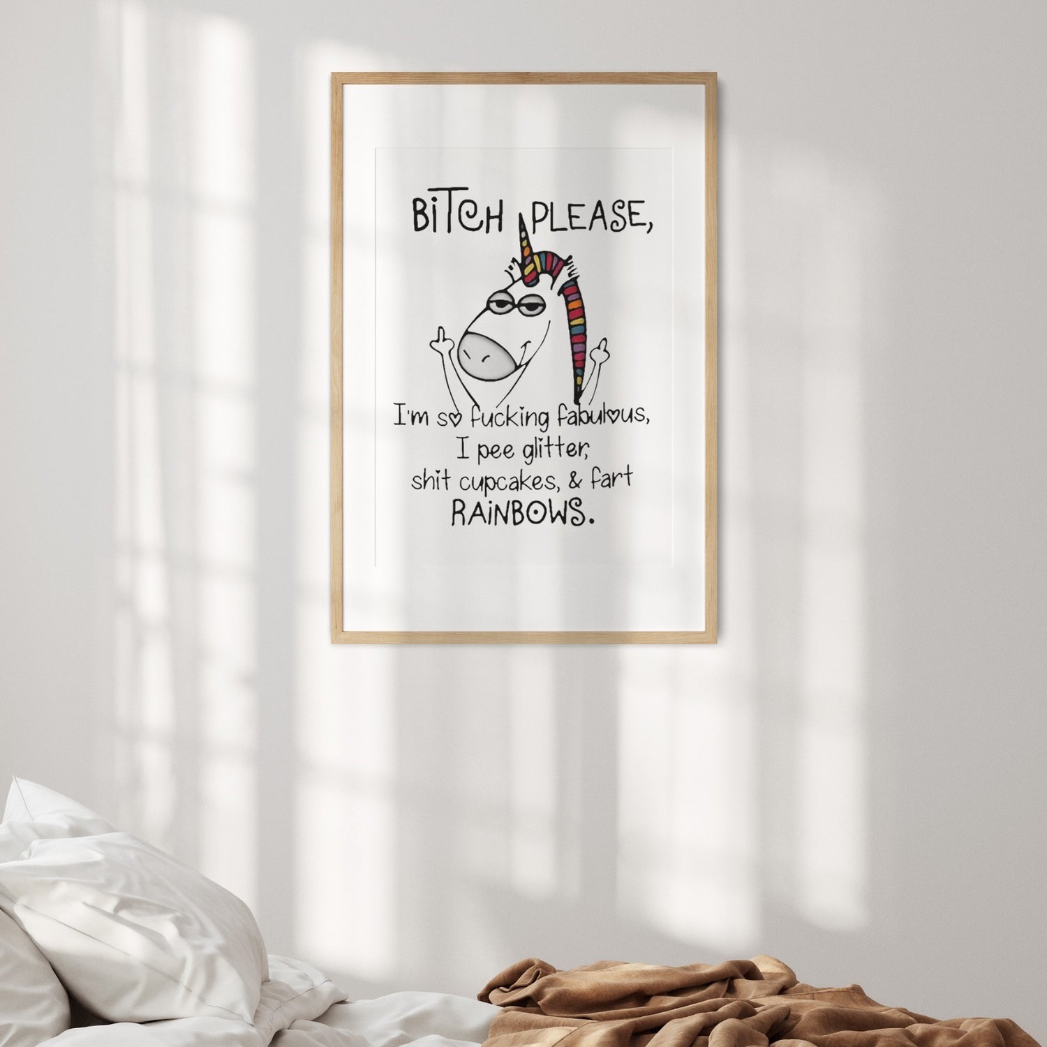 B*tch Please I'm A Unicorn Rude Funny Wall Art Poster custom Street Style Print