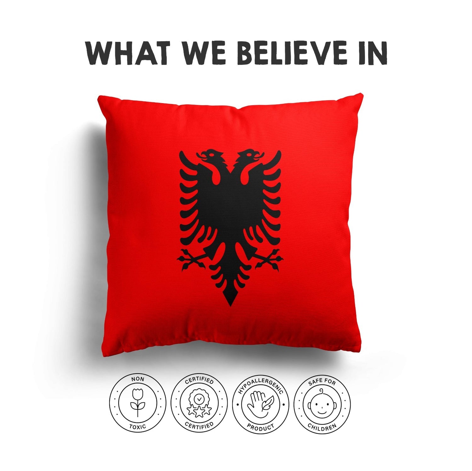 Albania Flag Design Filled Square Cushion - Decorative Throw Cosy Gift Any Size