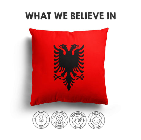 Albania Flag Design Filled Square Cushion - Decorative Throw Cosy Gift Any Size