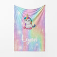 Personalised Custom Name Rainbow Unicorn Kids Novelty Warm Fleece Blanket Decor