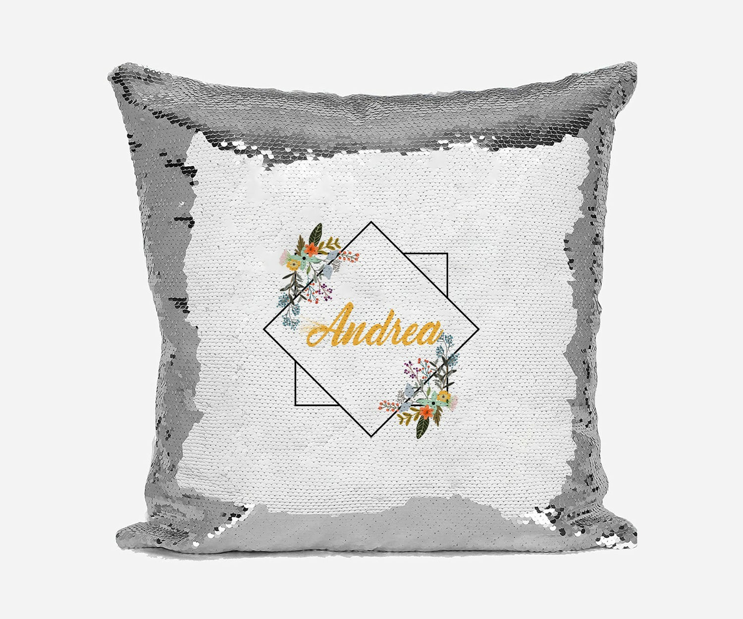 Personalised Name Shiny Sequin Magic Square Geometric Cushion Cover + Pillow