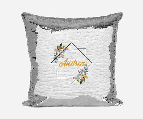 Personalised Name Shiny Sequin Magic Square Geometric Cushion Cover + Pillow