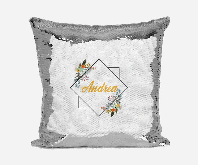 Personalised Name Shiny Sequin Magic Square Geometric Cushion Cover + Pillow