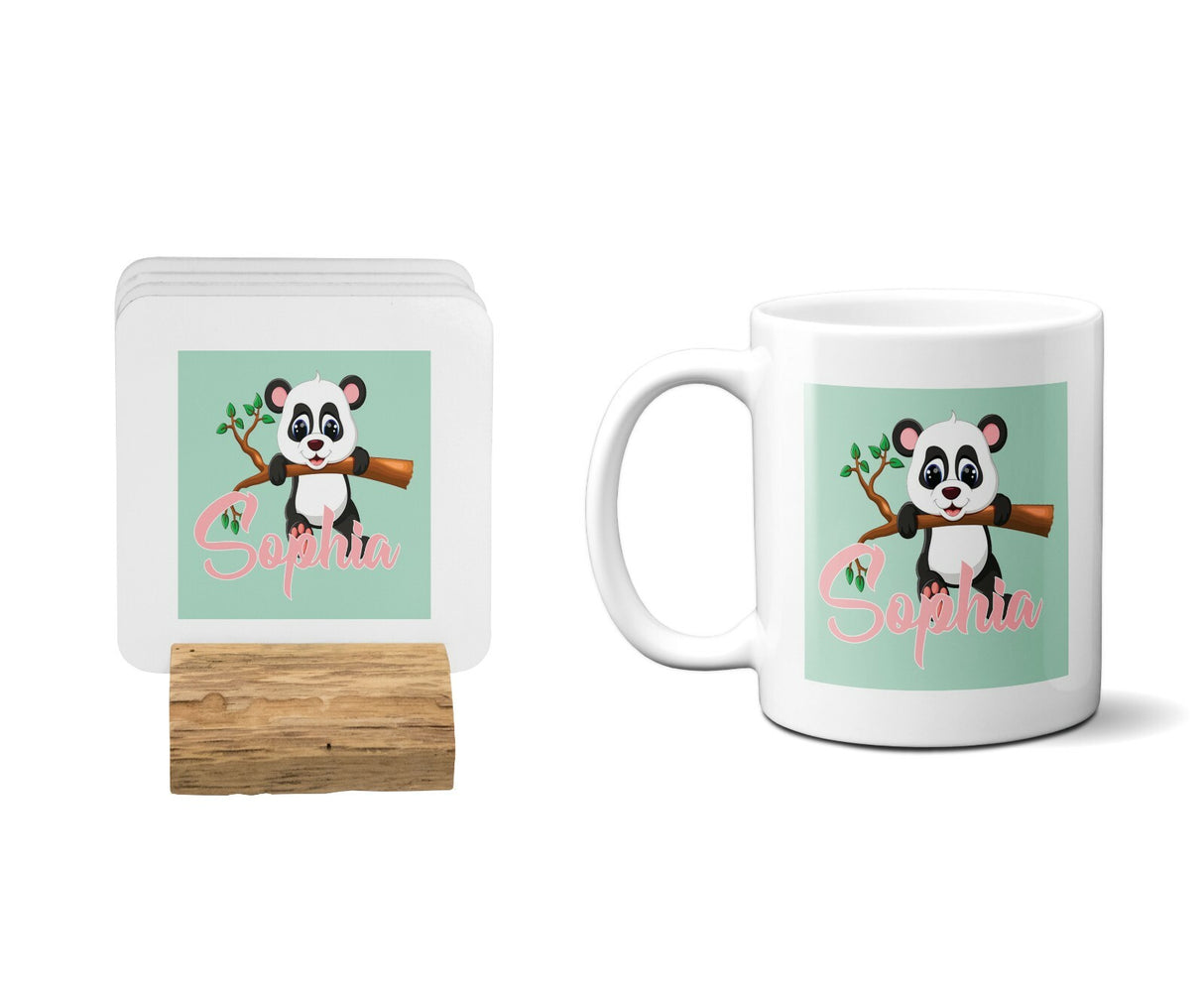Personalised Name Panda Cute Coffee Tea Mug Gift 11oz Mug + Coaster