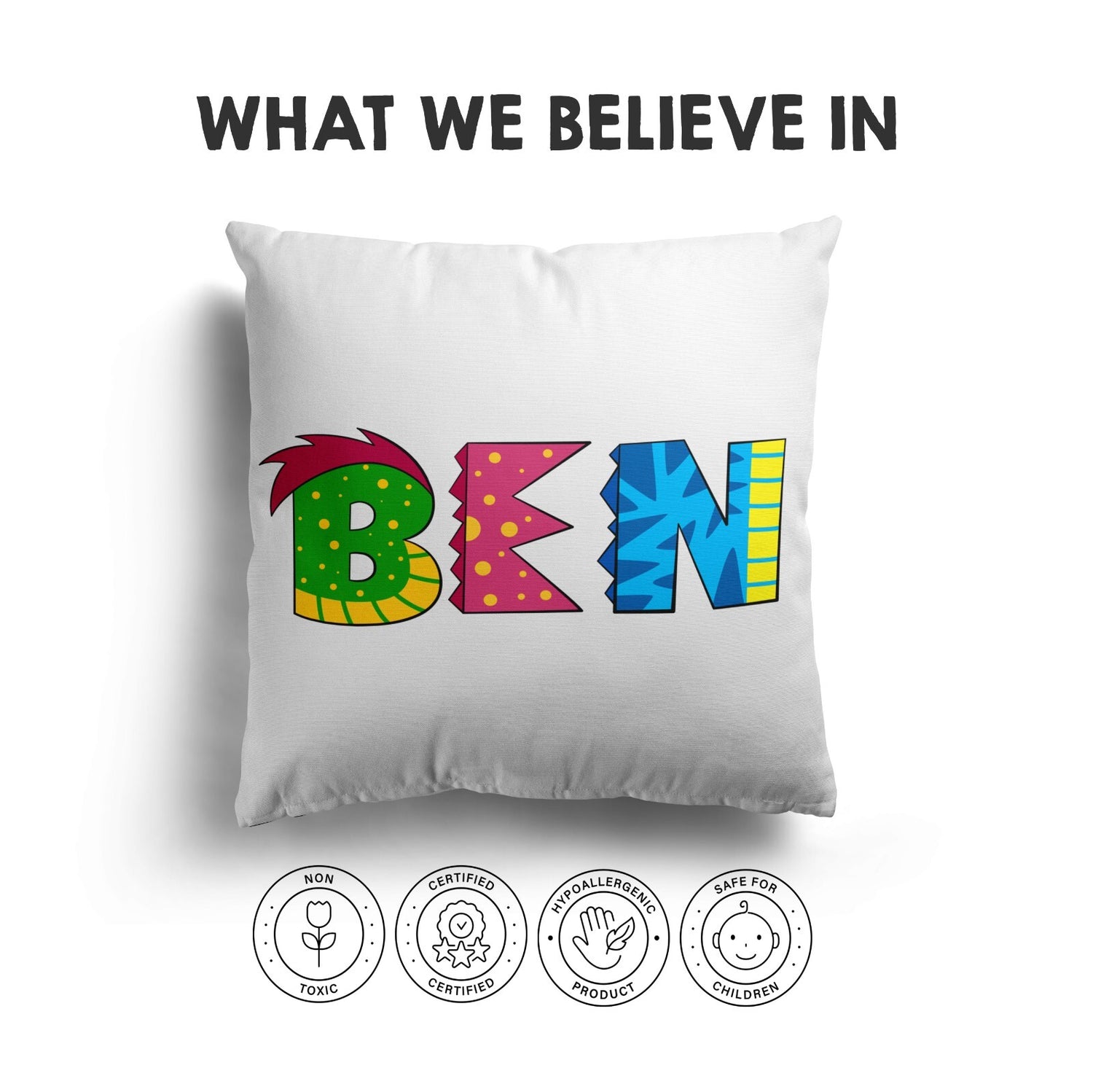 Personalised Name Dinosaur Alphabet Print Soft Square Filled Cushion Throw Decor