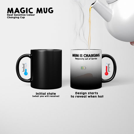 Mum Is Charging Style Heat Sensitive Magic Colour Changing Mug Novelty Drink Cup