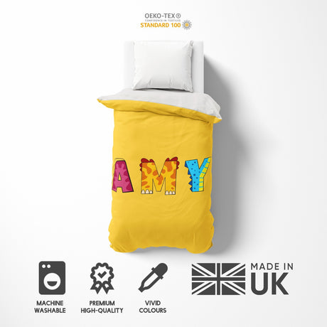 Personalised Any Name Dinosaur Alphabet Soft Single Size Novelty Bed Duvet Cover