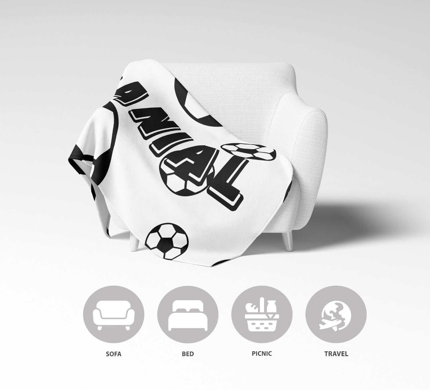 Personalised Custom Name Colour Football Fan Kids Soft Warm Fleece Blanket Decor