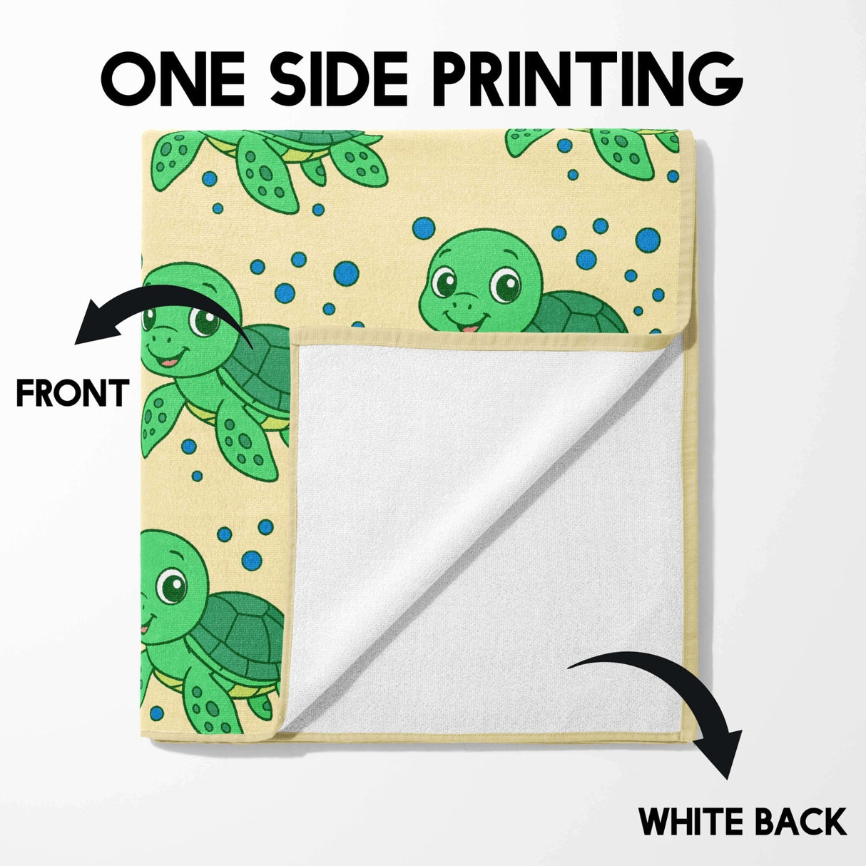 Personalised Custom Name Cartoon Baby Turtles Absorbent Beach Bath Sheet Towel