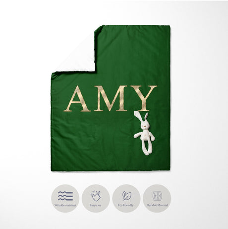 Personalised Name Vector Gold Font Kids Cot Bedding Duvet Cover + Pillowcase