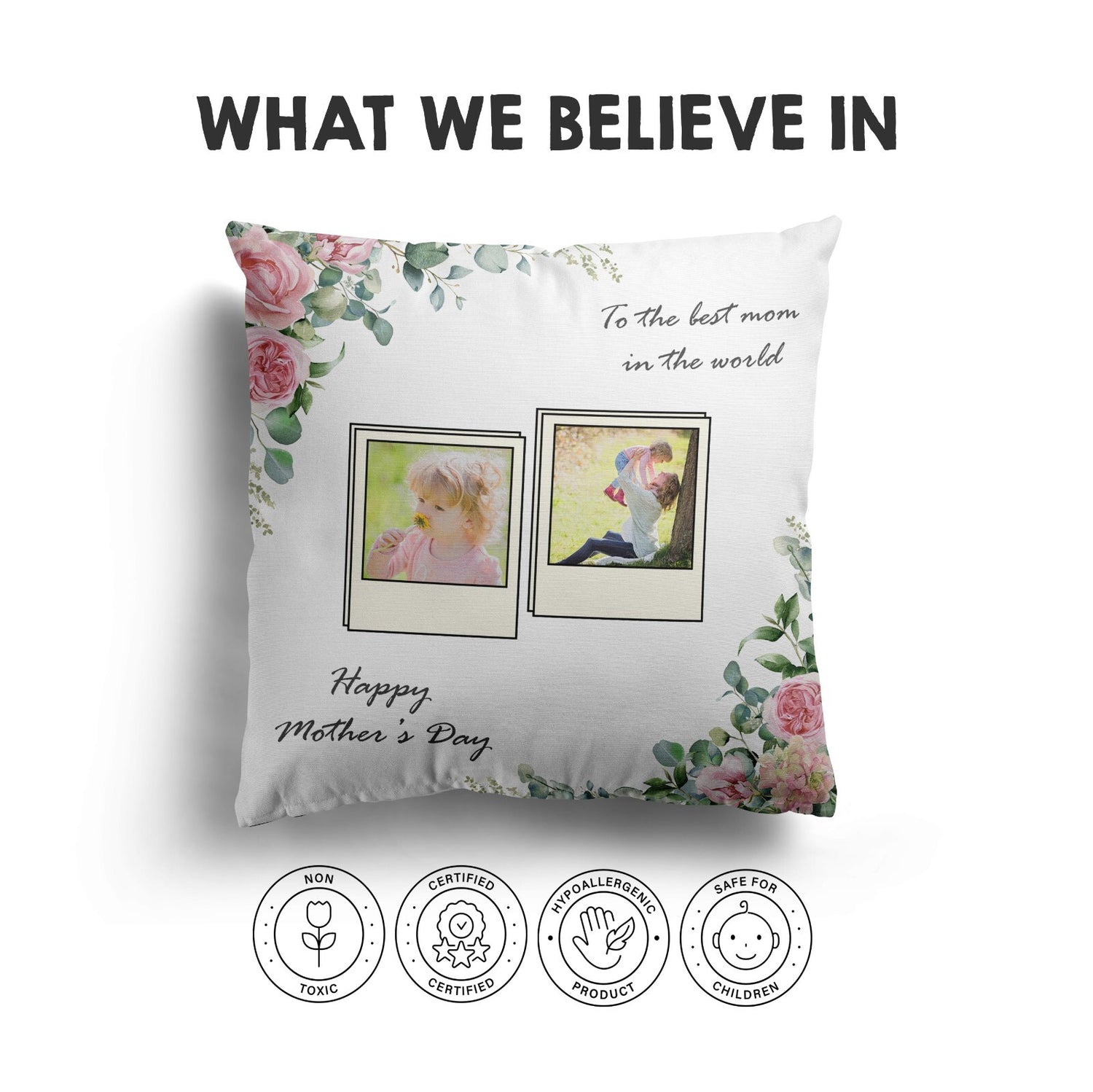 Upload Your Own Photos Mother's Day Novelty Memory Square Filled Cushion Gift