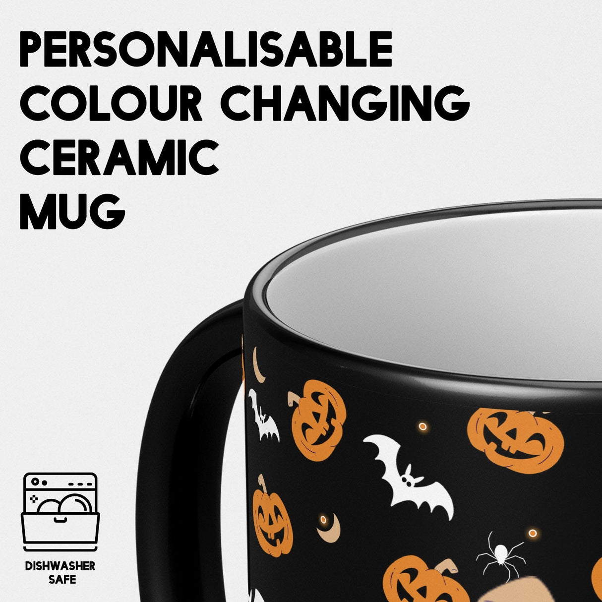 Halloween Spooky Season Pumpkin Bats Heat Sensitive Colour Changing Mug Gift Set