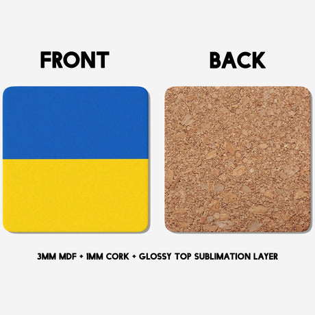 Ukraine Flag Design Patriotic Coffee Tea Mug Cup Set Coaster Gift Him Her Custom