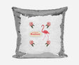 Personalised Name Shiny Sequin Magic Flamingo Roses Pink Cushion Cover + Pillow