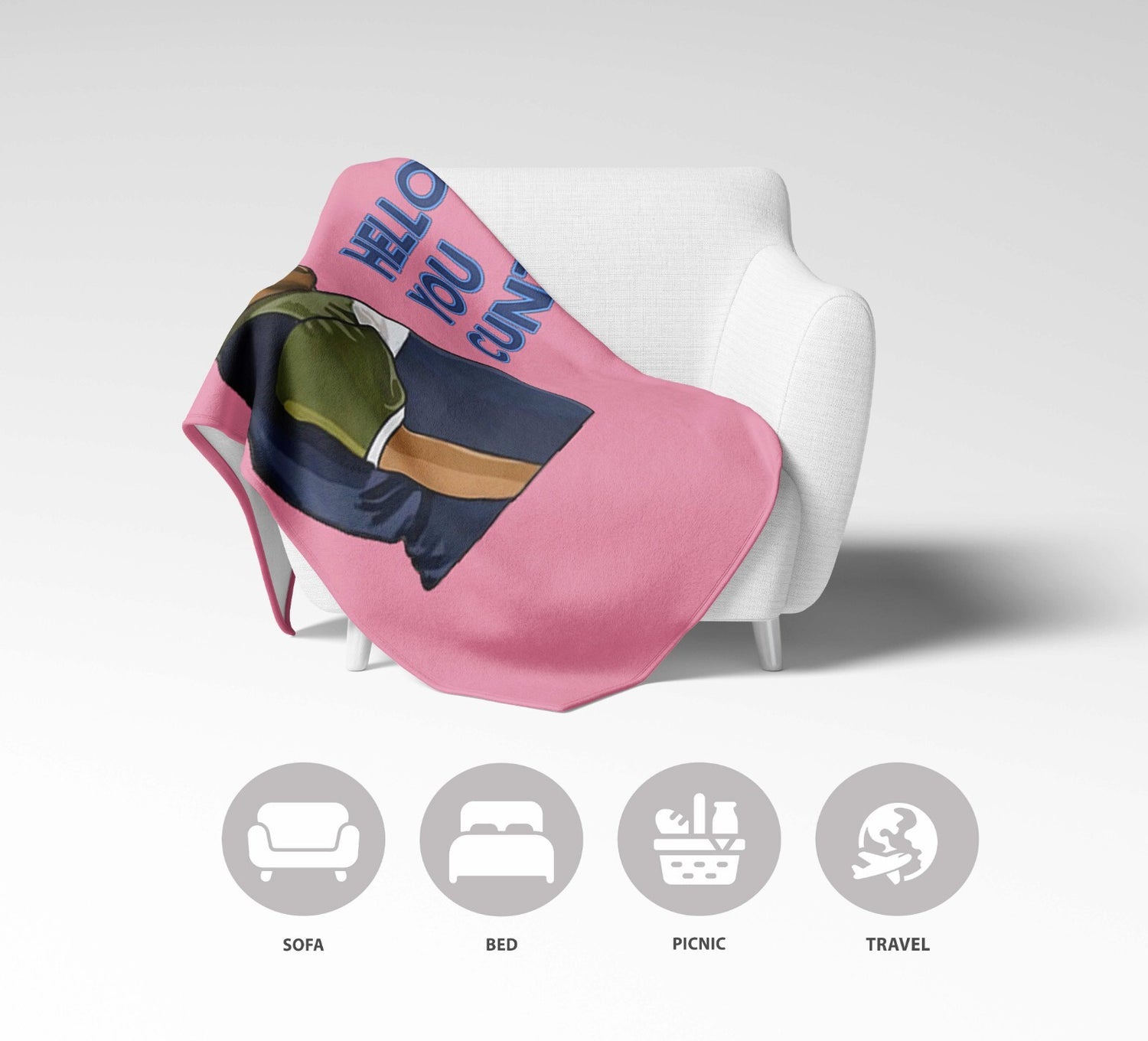 Harvey Hello You C*nt Funny Cheeky Novelty Joke Soft Warm Fleece Blanket Decor