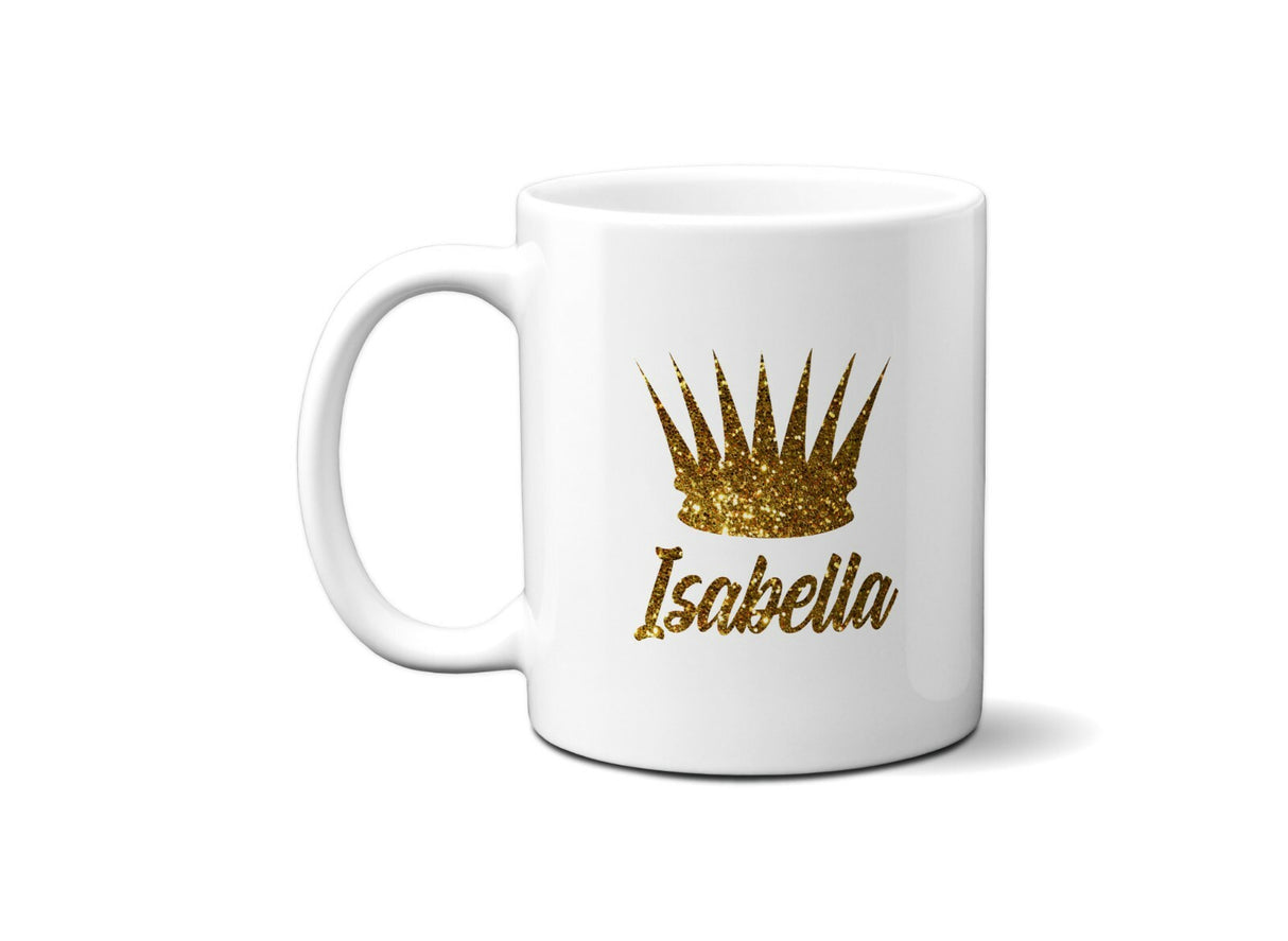 Personalised Name Princess Crown Coffee Tea Mug Gift 11oz Mug + Coaster