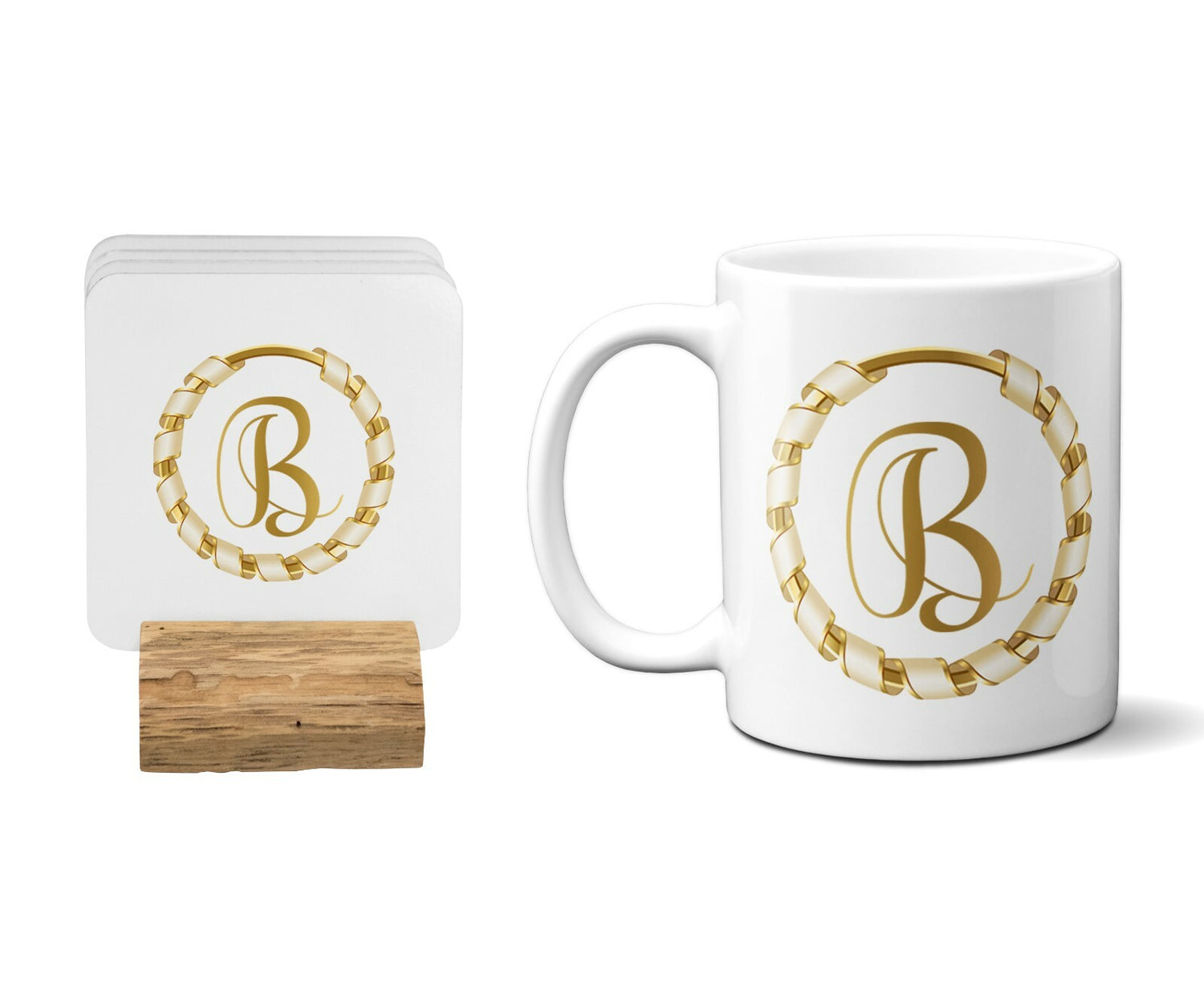 Gold Ring Ribbon Border Coffee Tea Mug 11oz Mug And Coaster Set Option
