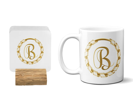 Gold Ring Ribbon Border Coffee Tea Mug 11oz Mug And Coaster Set Option