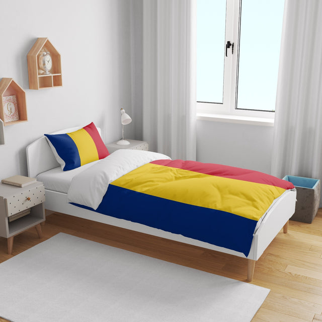 Romania Flag Design Cot Bed - Duvet Cover Toddler Pillowcase Gift Custom Cosy