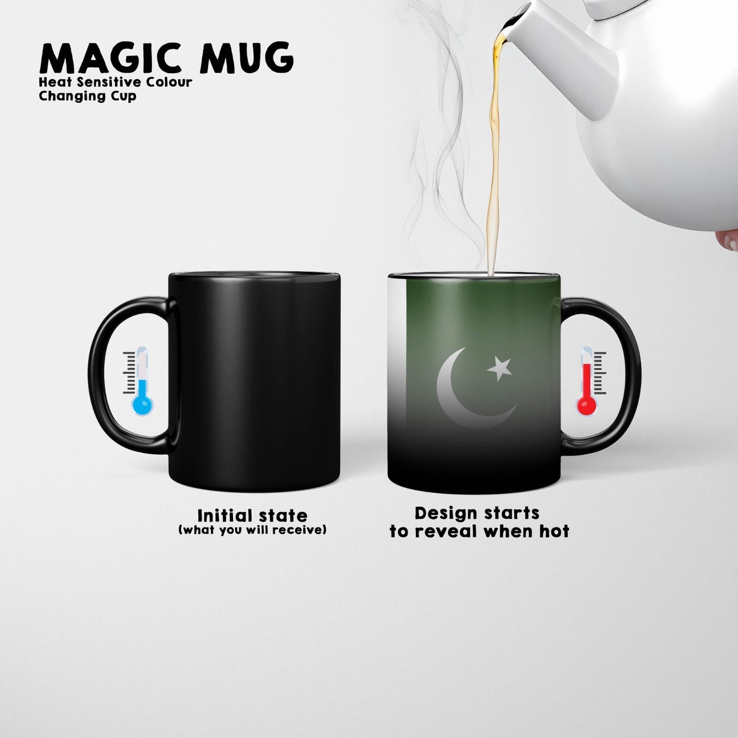 Pakistan Flag Design - Gift Heat Sensitive Magic Colour Changing Mug Novelty Cup