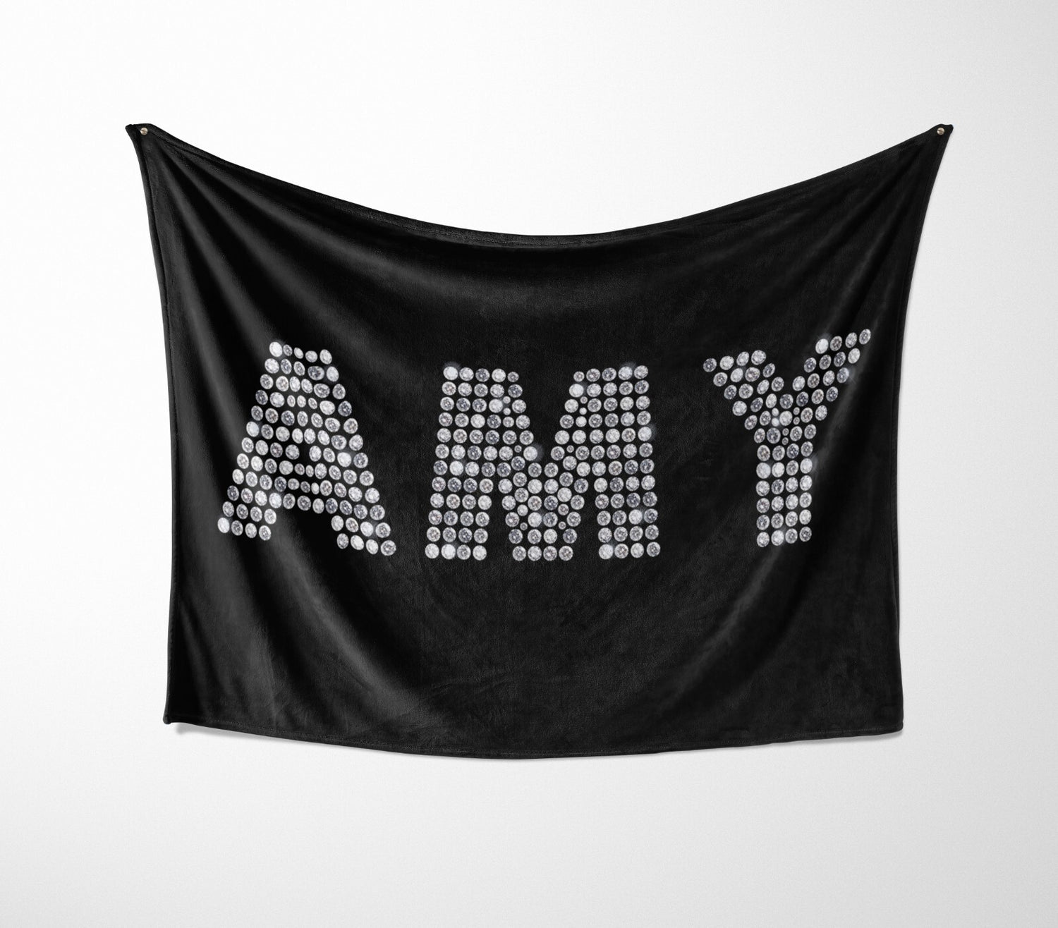 Personalised Diamond Gems Letters Novelty Soft Fleece Mink Blanket Gift Decor