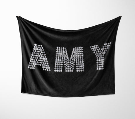 Personalised Diamond Gems Letters Novelty Soft Fleece Mink Blanket Gift Decor