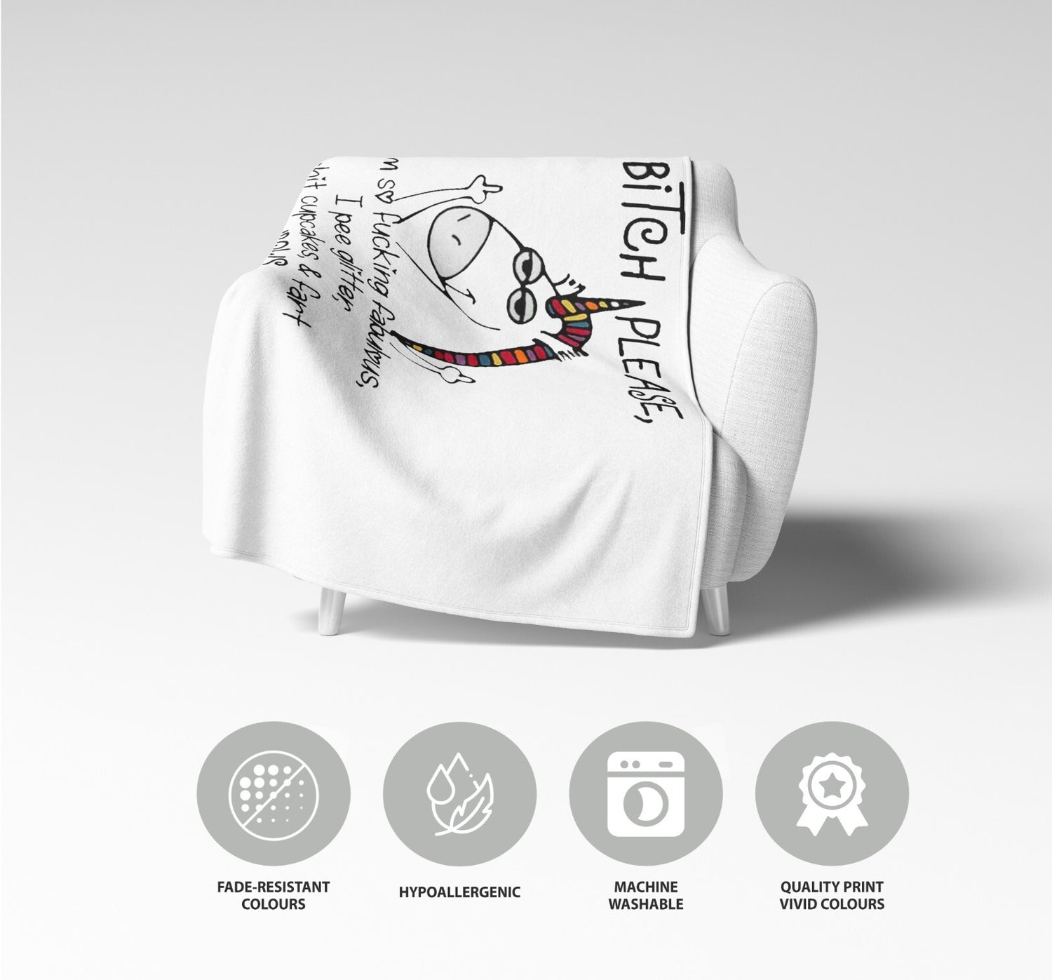 Unicorn Pee Glitter Rude Novelty Custom Colour Fleece Mink Blanket Throw Gift