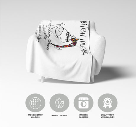 Unicorn Pee Glitter Rude Novelty Custom Colour Fleece Mink Blanket Throw Gift