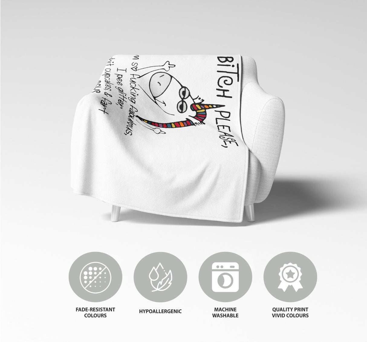 Unicorn Pee Glitter Rude Novelty Custom Colour Fleece Mink Blanket Throw Gift