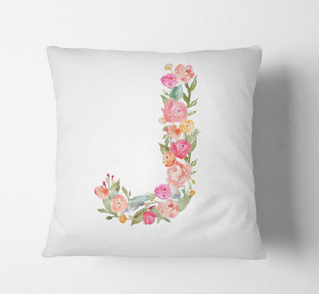Personalised Alphabet Floral Name Initial Letter Cushion Pillow Case Insert Fill