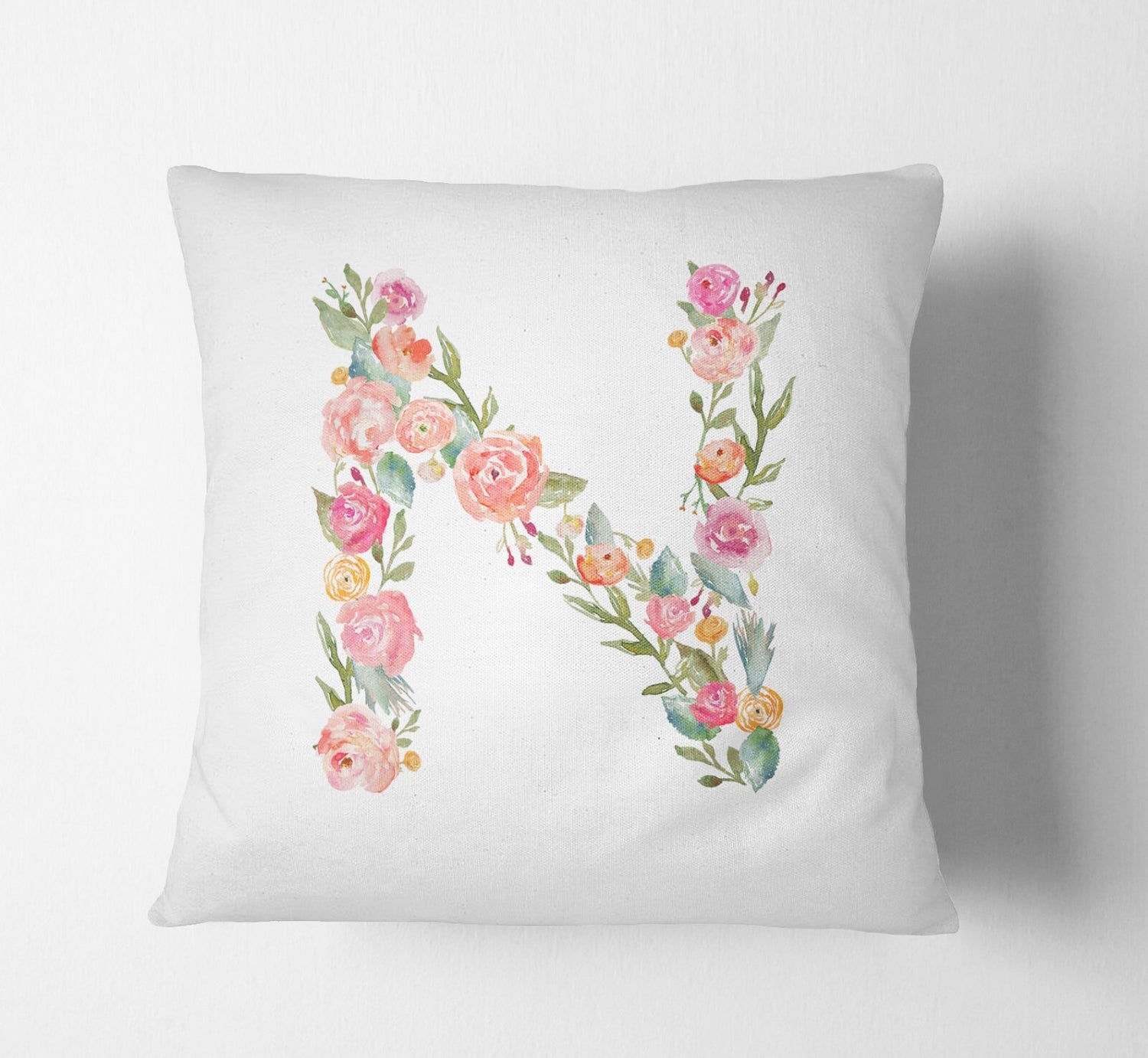 Personalised Alphabet Floral Name Initial Letter Cushion Pillow Case Insert Fill
