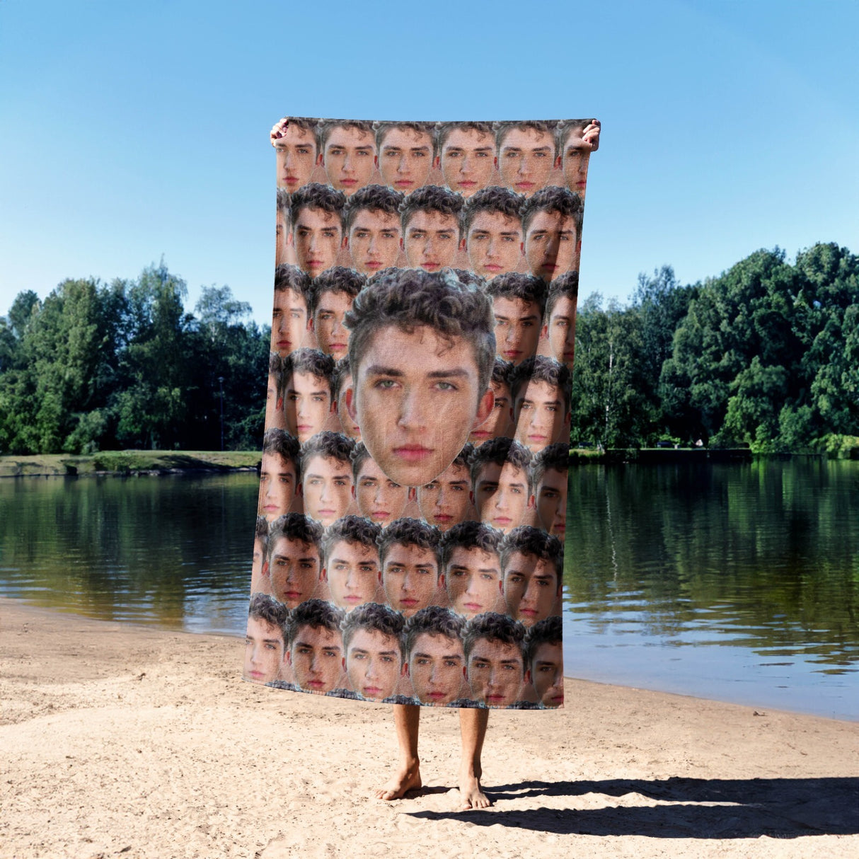 Funny Personalised Custom Photo Upload Collage Soft Beach Bath Sheet Hand Towel