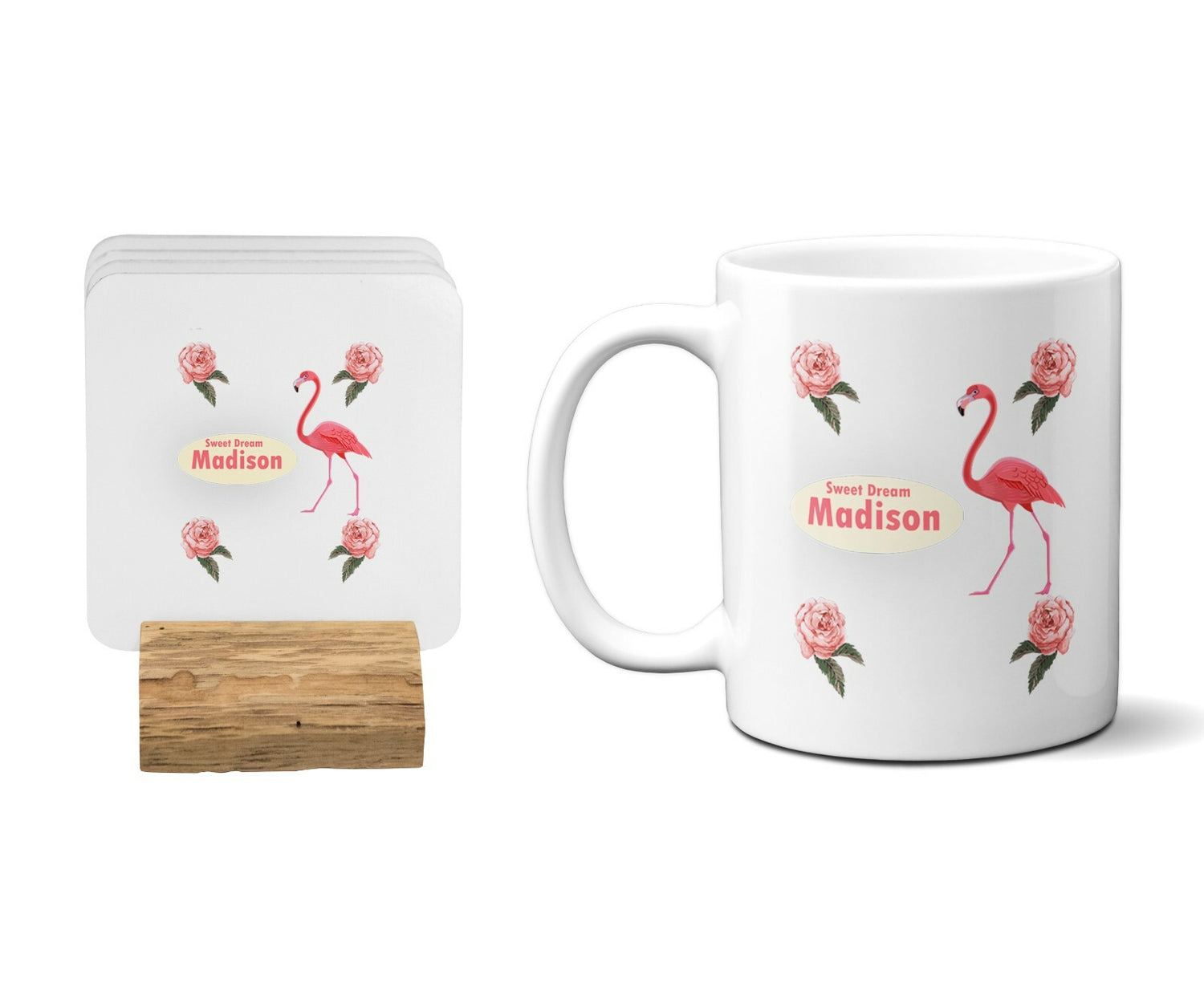 Flamingo Roses Pink Coffee Tea Mug 11oz Mug And Coaster Set Option