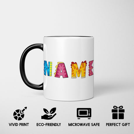 Personalised Dino Alphabet Heat Sensitive Magic Colour Changing Mug Novelty Cup