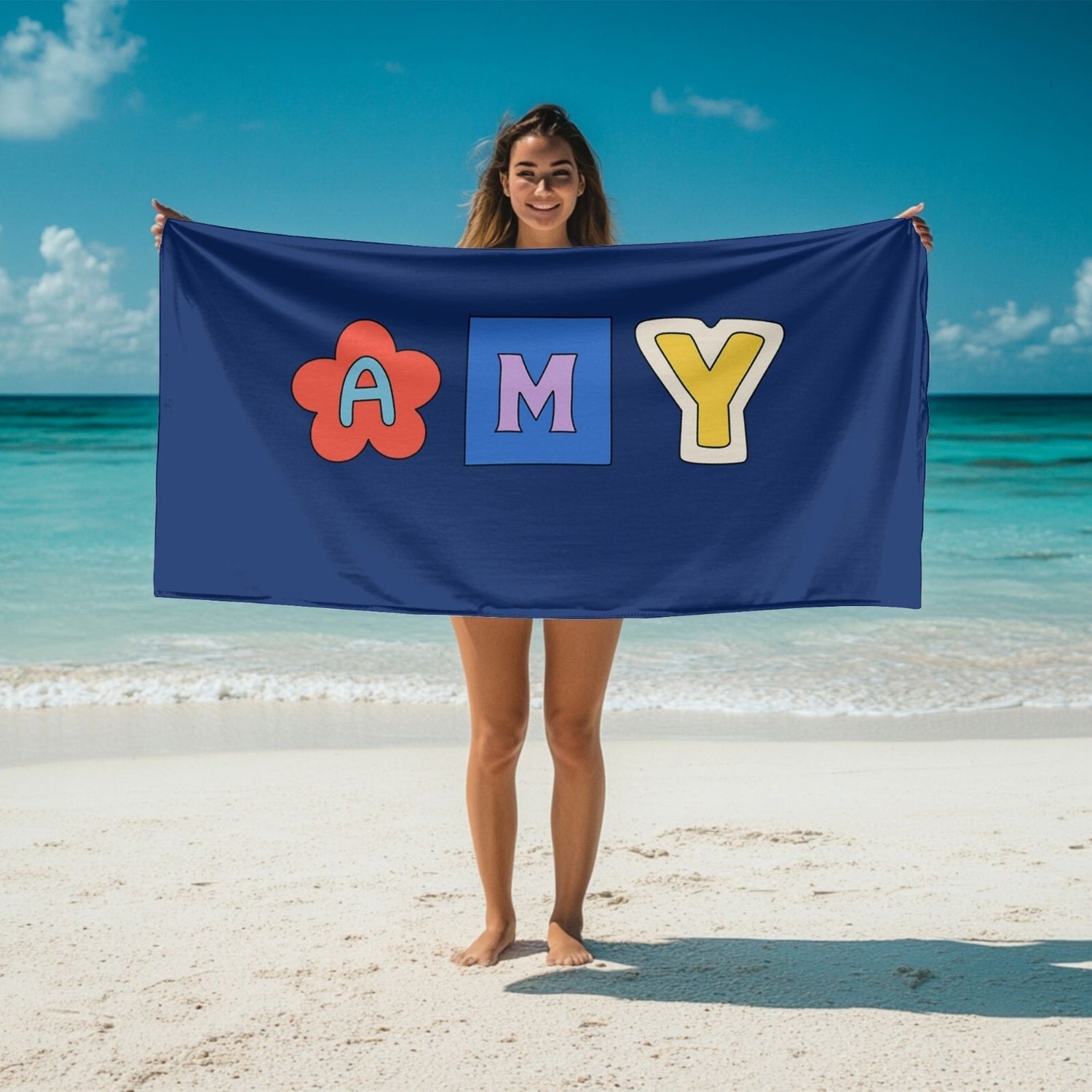 Personalised Ransom Note Cut Out Custom Colour Absorbent Beach Bath Sheet Towel