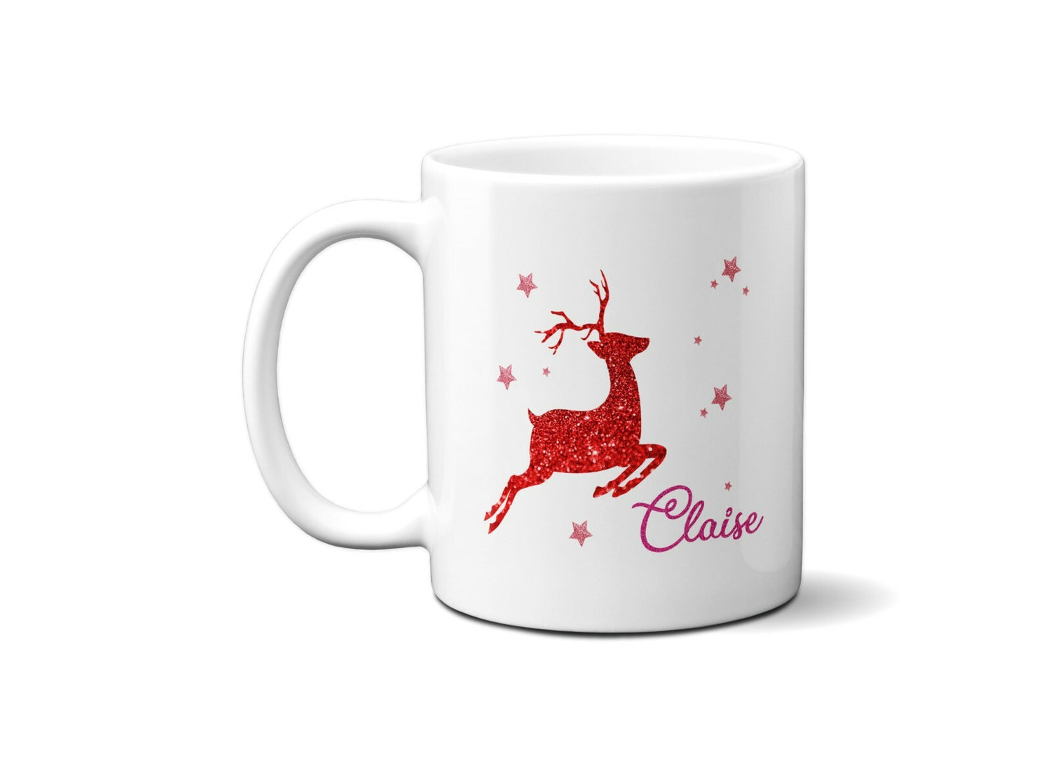 Personalised Name Xmas Reindeer Coffee Tea Mug Gift 11oz Mug + Coaster