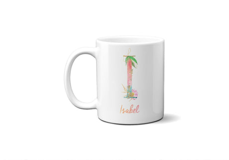 Tropical Alphabet Exotic Floral Name Initial Letter Coffee Mug Gift 11oz Ceramic