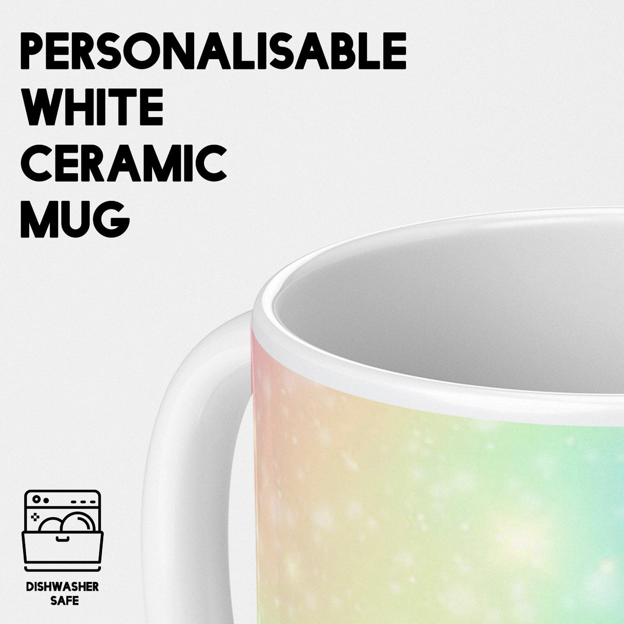 Personalised Custom Name Cute Rainbow Unicorn Mug & Coaster Set Gift for Kids