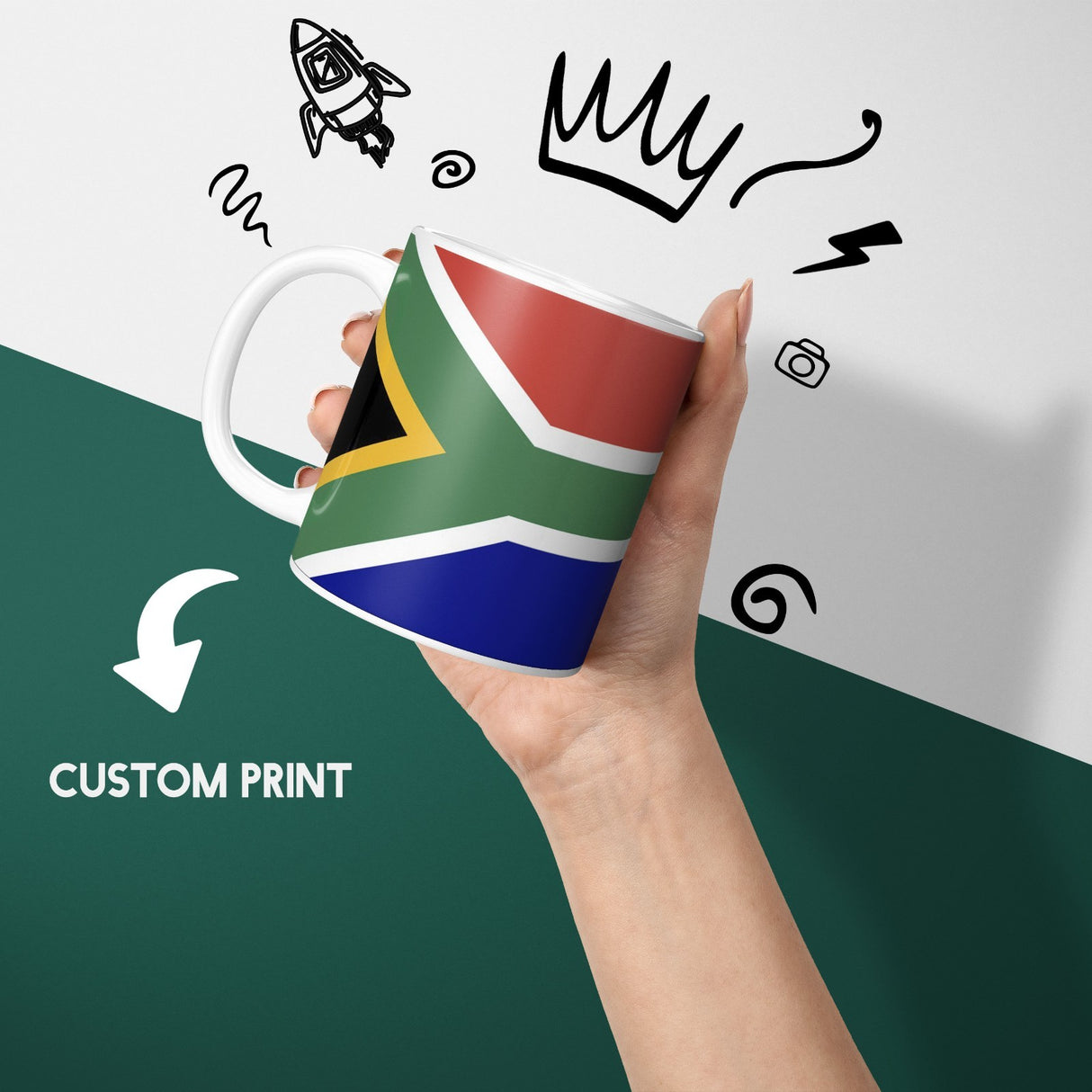South Africa Flag SA Design Coffee Tea Mug Cup Set Coaster Gift Him Her Custom